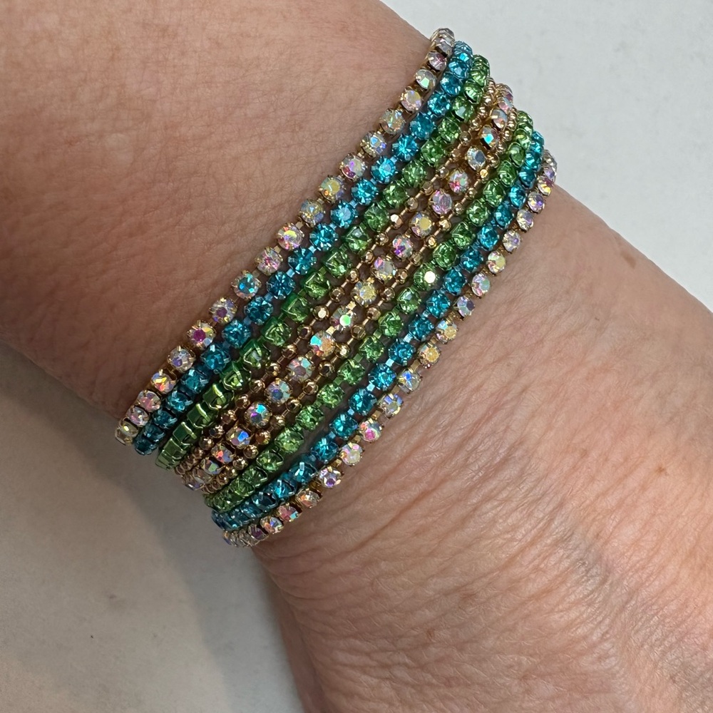 Blue and Green Beaded  Crystal Bracelets.available is custom sizes and colors